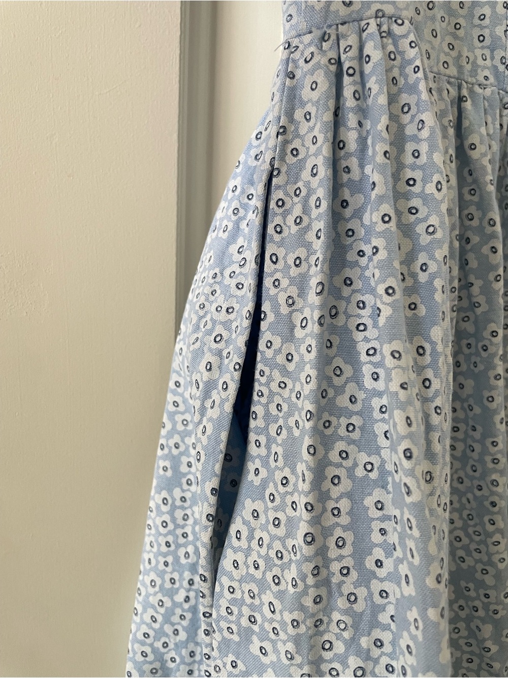 VINTAGE Light Blue Floral Women’s SZ 8 Cotton Midi Summer Dress - Picture 6 of 7